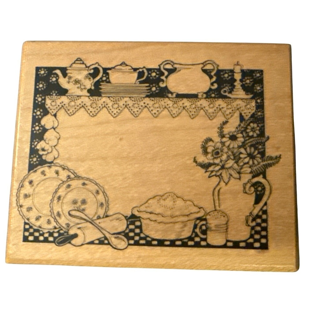 PSX Country Kitchen Baking Label Tag Wood Mounted Rubber Stamp F-378 Vintage